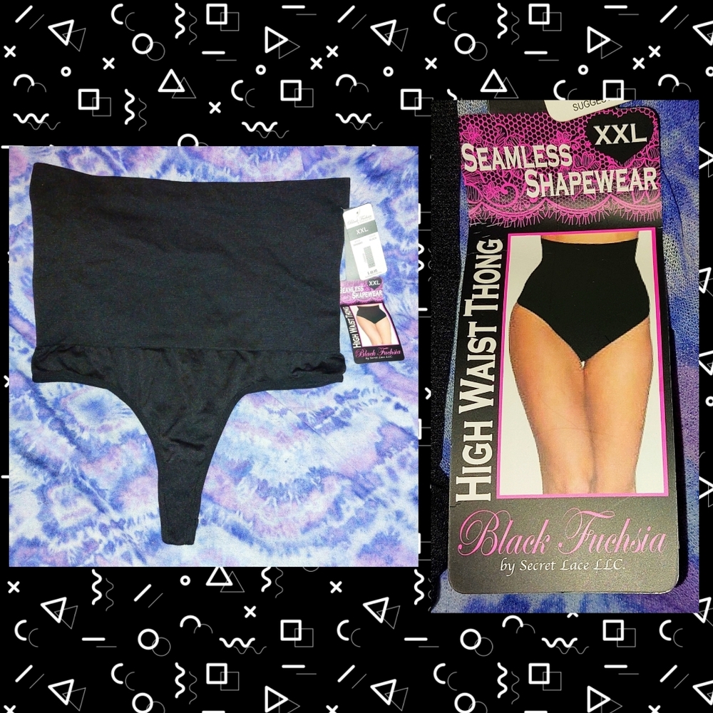 Black Fucshia Black Seamless Knit Shapewear High Waist Thong Brief Sz XXL(20/22)